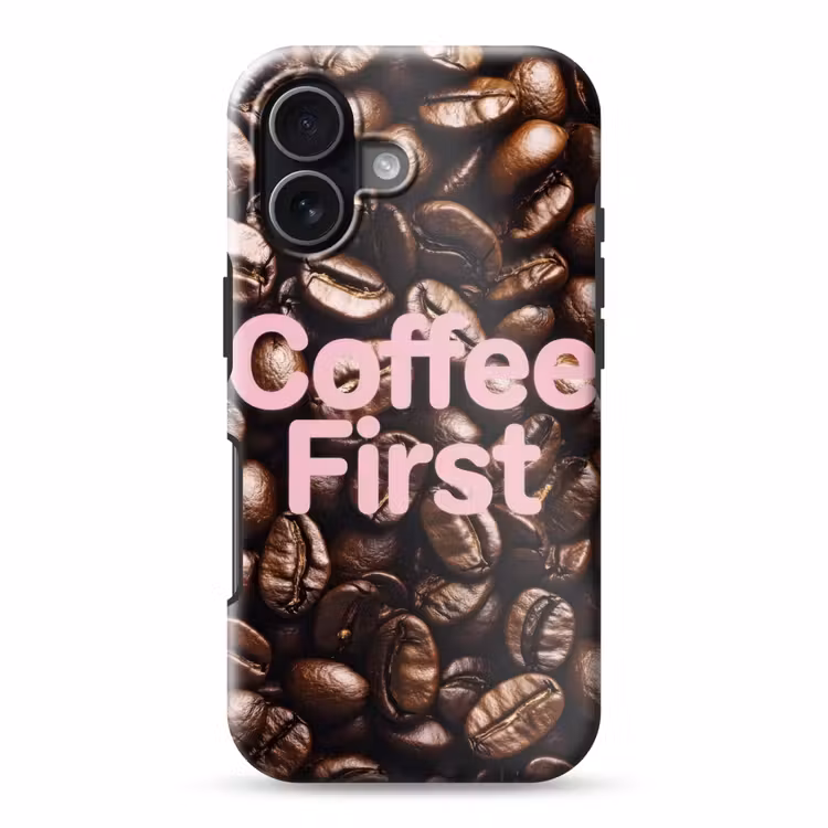 Coffee First - Koffiebonen - Roze Toughcase MagSafe Apple iPhone 17 klein -3d