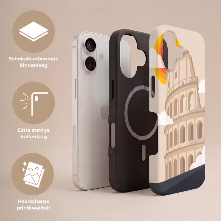 Colosseum - Zonsopgang - Rome - Architectuur - Beige Toughcase MagSafe Apple iPhone 17 klein -USP_Lagen_NL