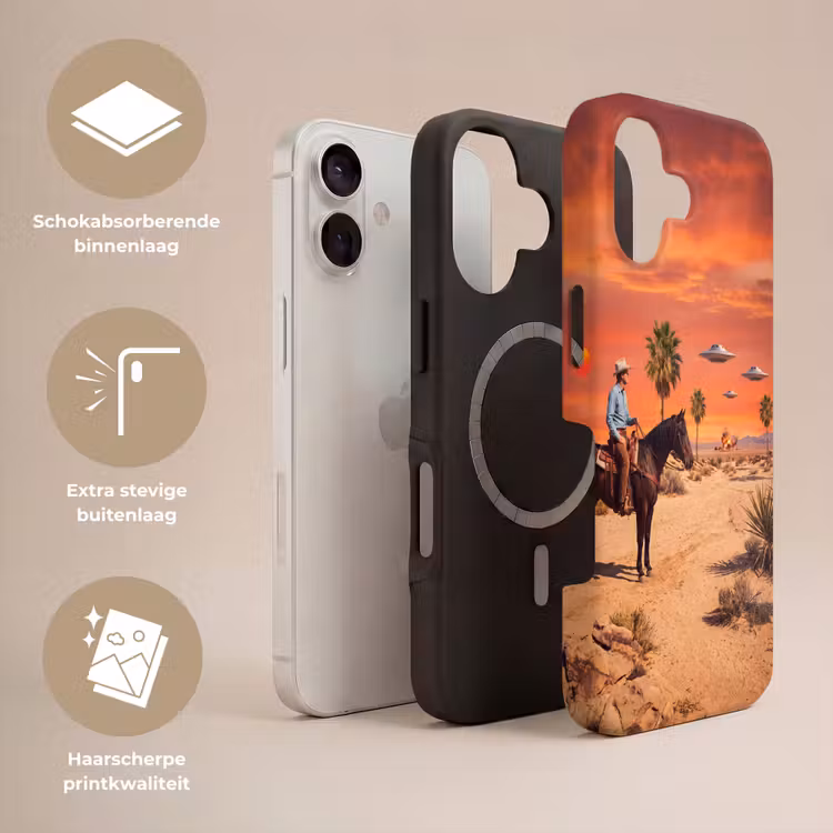 Telefoonhoesje Toughcase - Cowboy - Paard - Woestijn - Cowboy - Paard - Woestijn Toughcase MagSafe Apple iPhone 17 klein