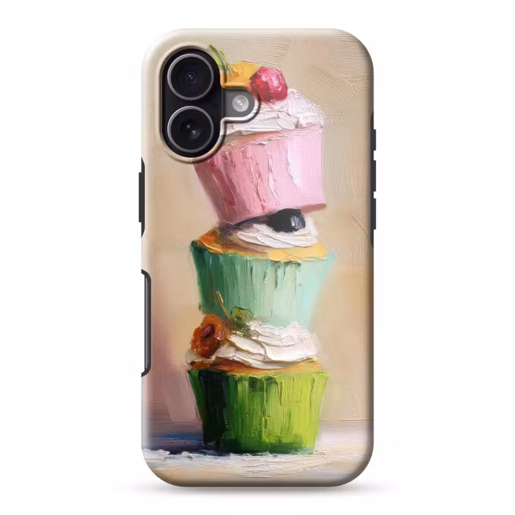 Cupcakes - Gestapeld - Kleurrijk - Fruit Toughcase MagSafe Apple iPhone 17 klein -3d