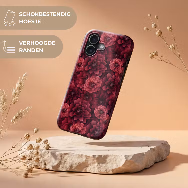 Dahlias - Bloemen - Rood Toughcase MagSafe Apple iPhone 17 klein 1017 -USP_RandenV_NL