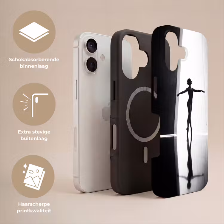 Danser - Silhouette - Kunst - Modern - Zwart-wit Toughcase MagSafe Apple iPhone 17 klein -USP_Lagen_NL