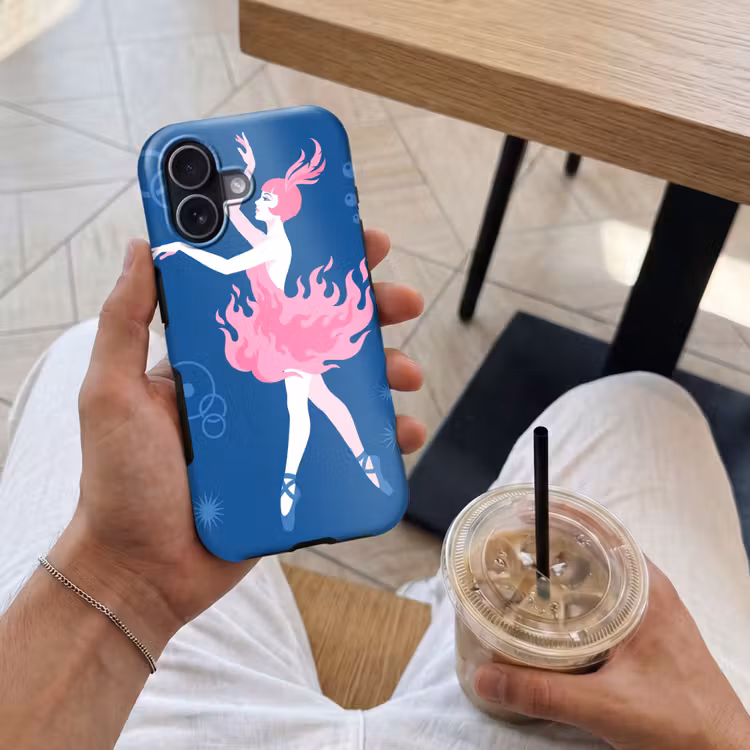 Danseres - Vlammenrok - Abstract - Roze - Blauw Toughcase MagSafe Apple iPhone 17 klein -Sfeer1M