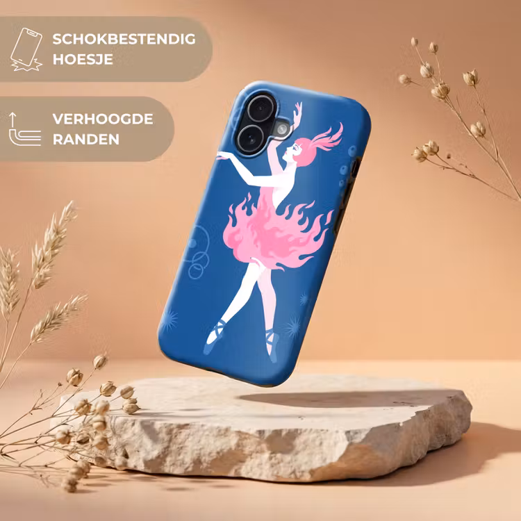Danseres - Vlammenrok - Abstract - Roze - Blauw Toughcase MagSafe Apple iPhone 17 klein -USP_RandenV_NL