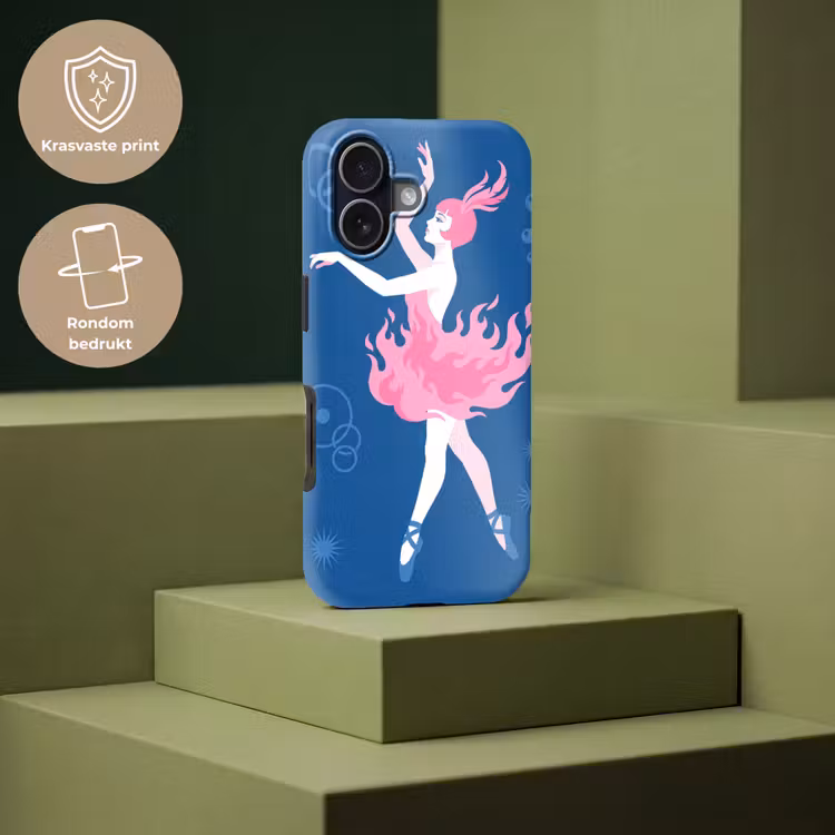 Danseres - Vlammenrok - Abstract - Roze - Blauw Toughcase MagSafe Apple iPhone 17 klein -USP_PrintM_NL
