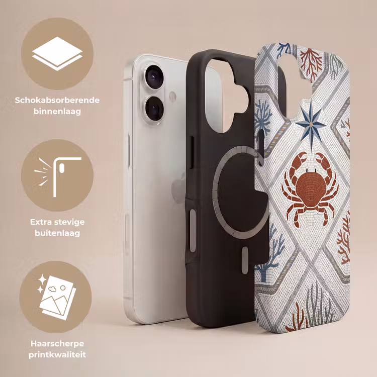 Dier - Mozaïek - Zee - Klassiek - Bruin Toughcase MagSafe Apple iPhone 17 klein -USP_Lagen_NL