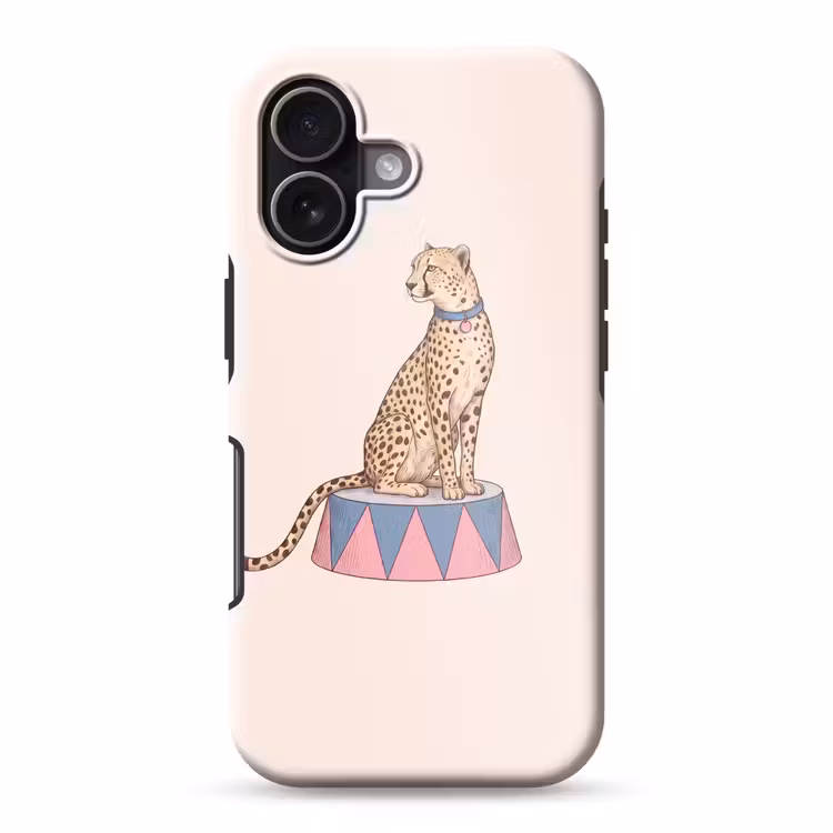 Dieren - Circus - Illustratie - Vintage - Roze Toughcase MagSafe Apple iPhone 17 klein -3d
