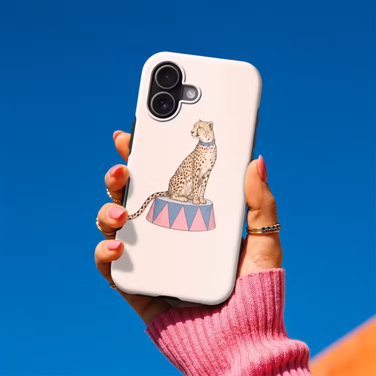 Dieren - Circus - Illustratie - Vintage - Roze Toughcase MagSafe Apple iPhone 17 klein -Sfeer1V