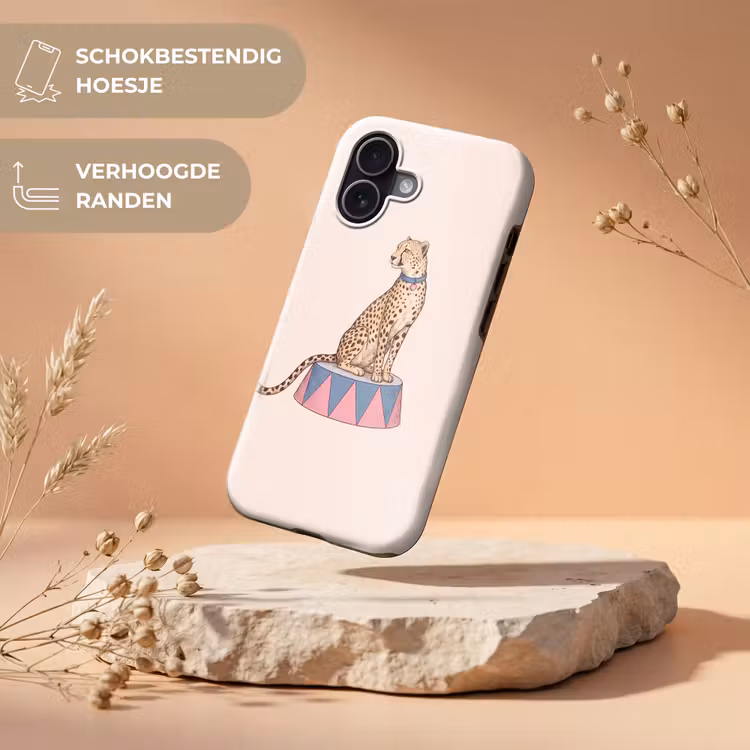 Dieren - Circus - Illustratie - Vintage - Roze Toughcase MagSafe Apple iPhone 17 klein -USP_RandenV_NL