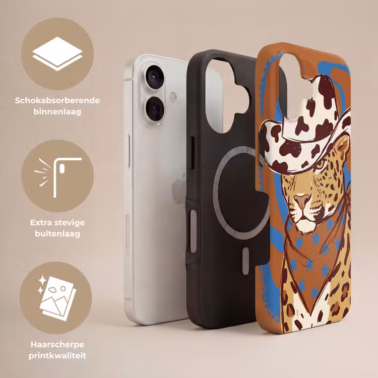 Dieren - Cowboyhoed - Modern - Illustratie - Bruin Toughcase MagSafe Apple iPhone 17 klein -USP_Lagen_NL
