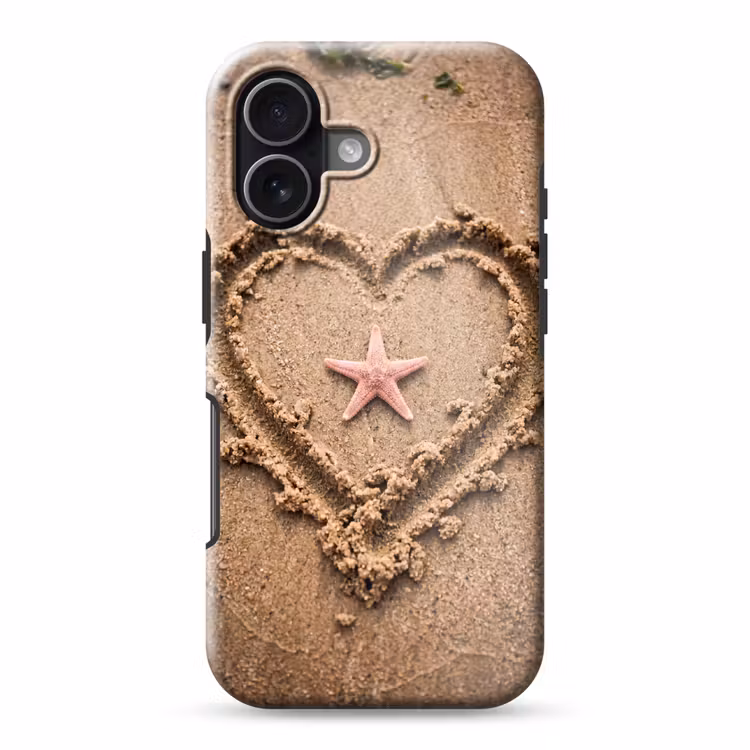 Dieren - Hart - Strand - Zand - Roze Toughcase MagSafe Apple iPhone 17 klein -3d