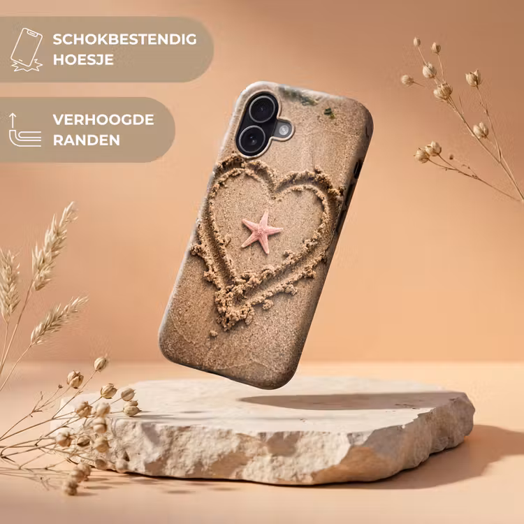 Dieren - Hart - Strand - Zand - Roze Toughcase MagSafe Apple iPhone 17 klein -USP_RandenV_NL