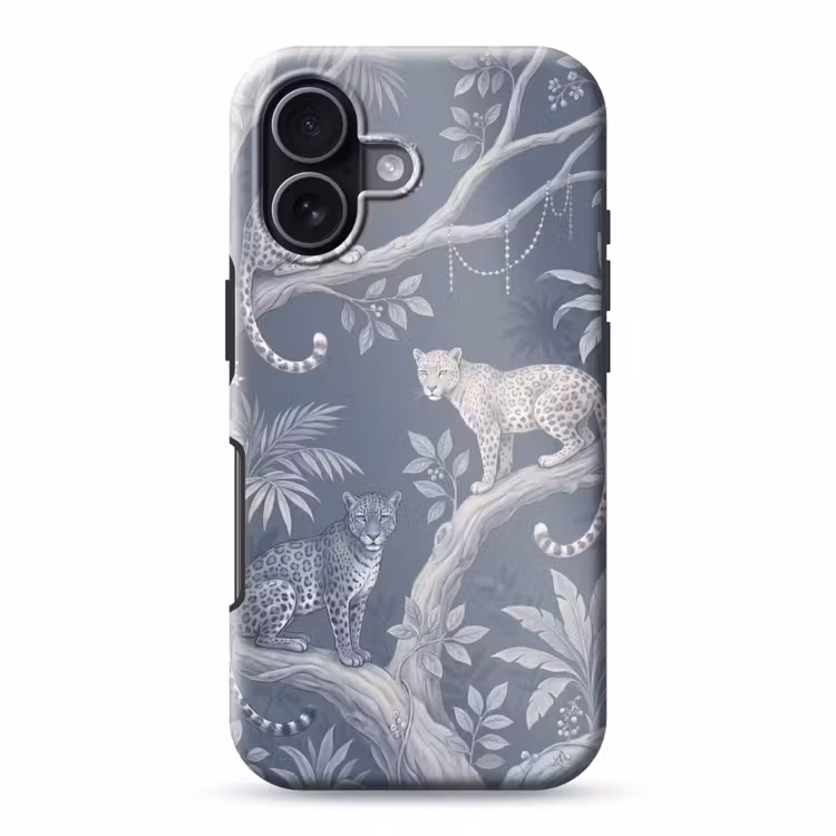 Dieren - Jungle - Illustratie - Bomen - Blauw Toughcase MagSafe Apple iPhone 17 klein -3d