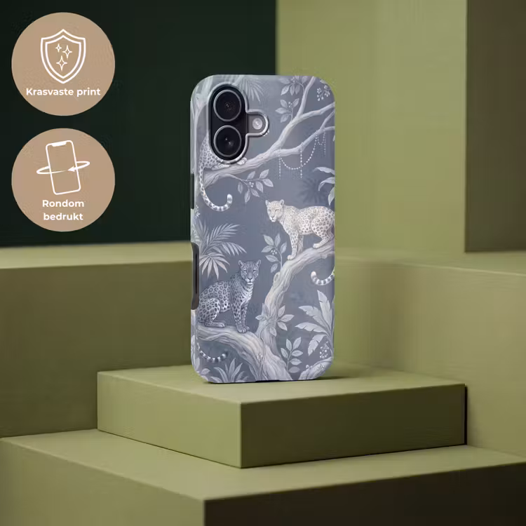 Dieren - Jungle - Illustratie - Bomen - Blauw Toughcase MagSafe Apple iPhone 17 klein -USP_PrintM_NL