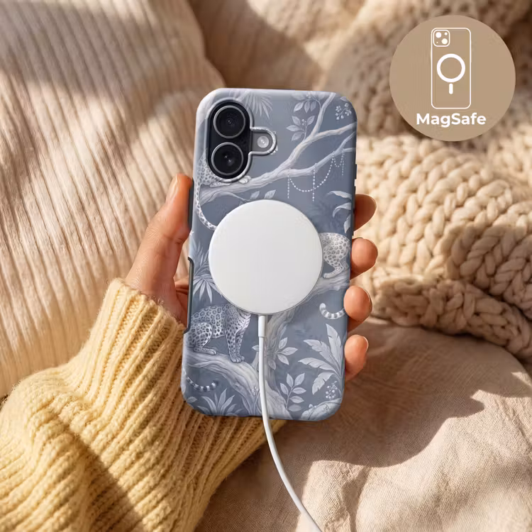 Dieren - Jungle - Illustratie - Bomen - Blauw Toughcase MagSafe Apple iPhone 17 klein -USP_MagsafeV