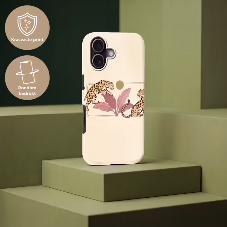 Dieren - Kat - Jungle - Illustratie - Beige Toughcase MagSafe Apple iPhone 17 klein -USP_PrintM_NL