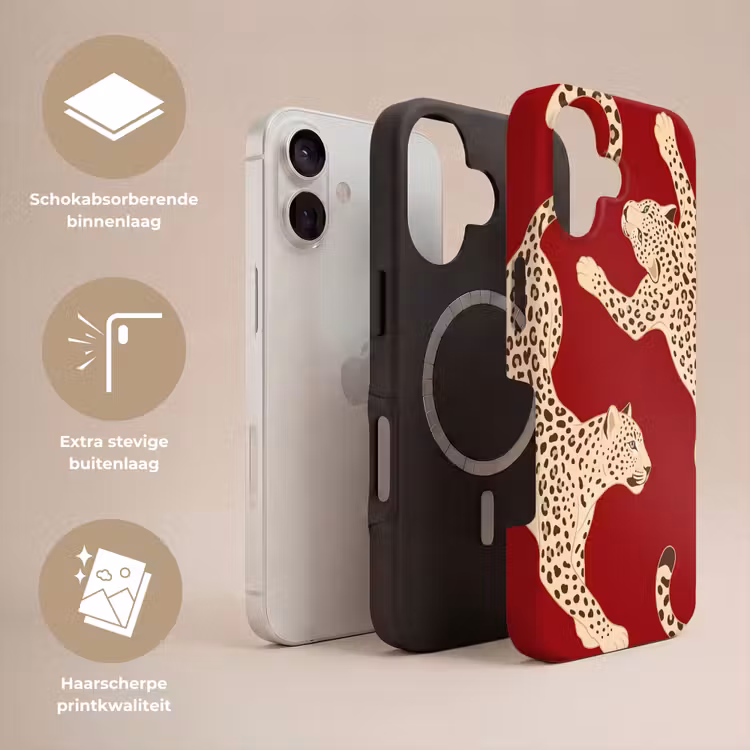 Dieren - Luipaard - Abstract - Rood - Modern Toughcase MagSafe Apple iPhone 17 klein -USP_Lagen_NL
