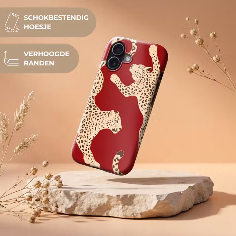 Dieren - Luipaard - Abstract - Rood - Modern Toughcase MagSafe Apple iPhone 17 klein -USP_RandenV_NL