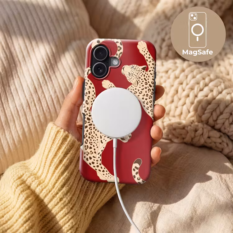 Dieren - Luipaard - Abstract - Rood - Modern Toughcase MagSafe Apple iPhone 17 klein -USP_MagsafeV