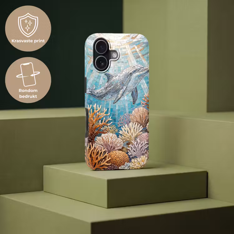 Dieren - Mozaïek - Oceaan - Koraal - Blauw Toughcase MagSafe Apple iPhone 17 klein -USP_PrintM_NL