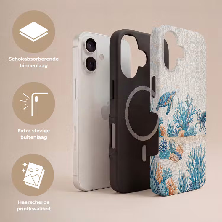 Dieren - Onderwater - Natuur - Mozaïek - Blauw Toughcase MagSafe Apple iPhone 17 klein -USP_Lagen_NL