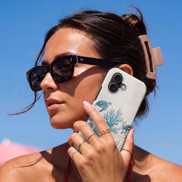 Dieren - Onderwater - Natuur - Mozaïek - Blauw Toughcase MagSafe Apple iPhone 17 klein -Sfeer2V