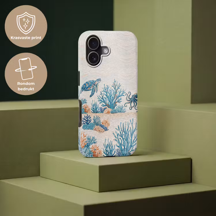 Dieren - Onderwater - Natuur - Mozaïek - Blauw Toughcase MagSafe Apple iPhone 17 klein -USP_PrintM_NL
