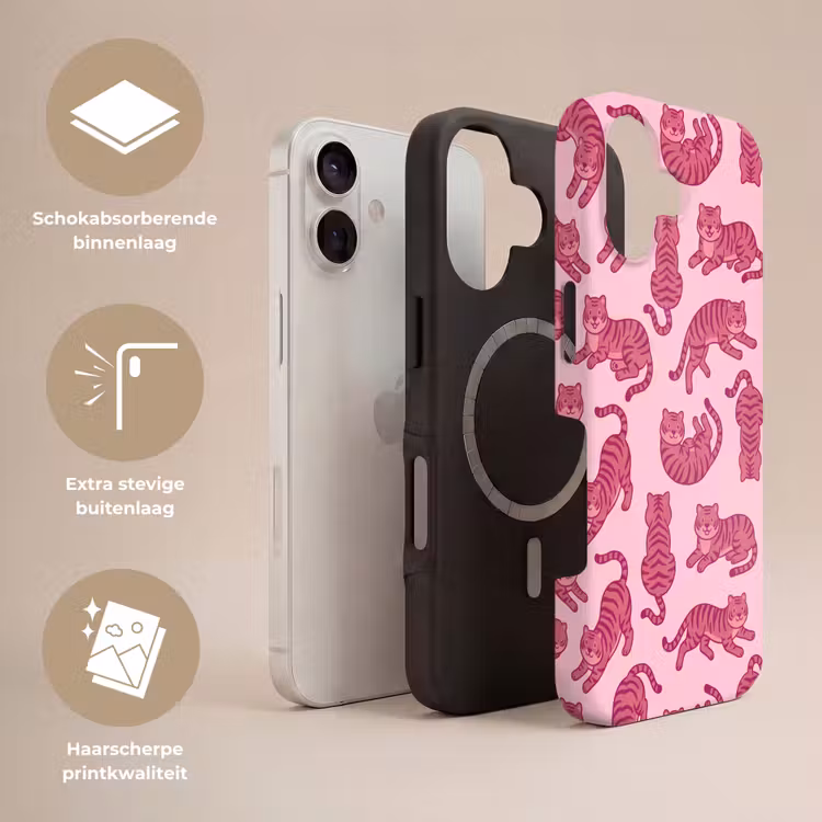 Dieren - Patroon - Roze - Speels - Cartoon Toughcase MagSafe Apple iPhone 17 klein -USP_Lagen_NL