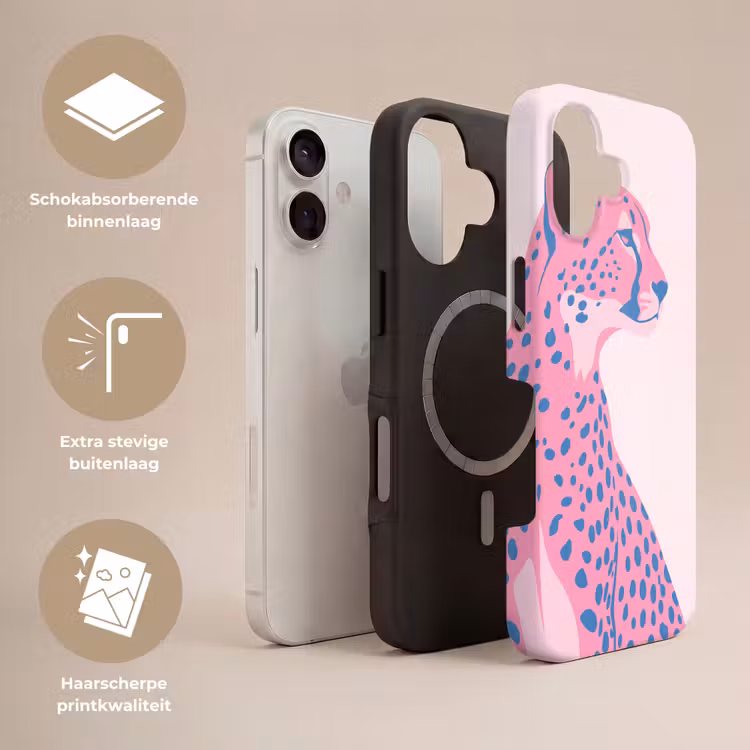 Dieren - Profiel - Abstract - Roze - Blauw Toughcase MagSafe Apple iPhone 17 klein -USP_Lagen_NL