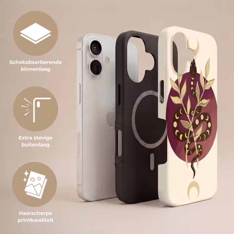 Dieren - Slang - Maan - Mystiek - Abstract Toughcase MagSafe Apple iPhone 17 klein -USP_Lagen_NL