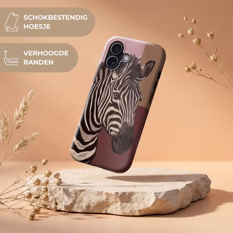 Dieren - Zebrahoofd - Wildlife - Modern - Bruin Toughcase MagSafe Apple iPhone 17 klein -USP_RandenV_NL