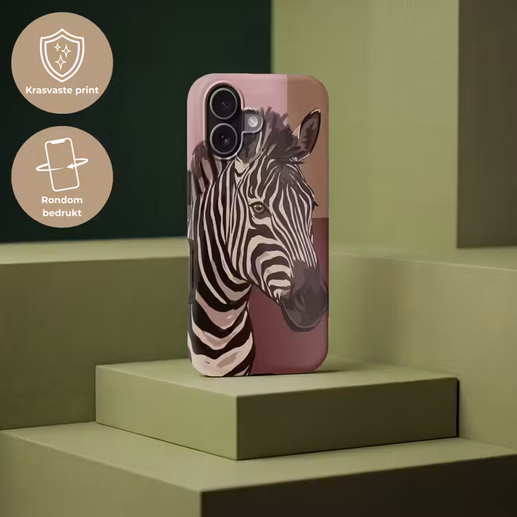 Dieren - Zebrahoofd - Wildlife - Modern - Bruin Toughcase MagSafe Apple iPhone 17 klein -USP_PrintM_NL