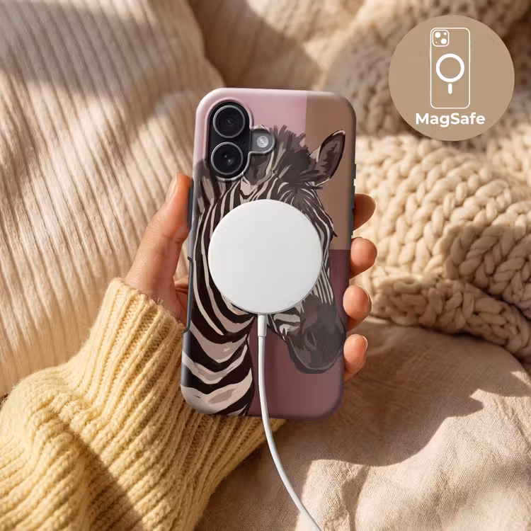 Dieren - Zebrahoofd - Wildlife - Modern - Bruin Toughcase MagSafe Apple iPhone 17 klein -USP_MagsafeV