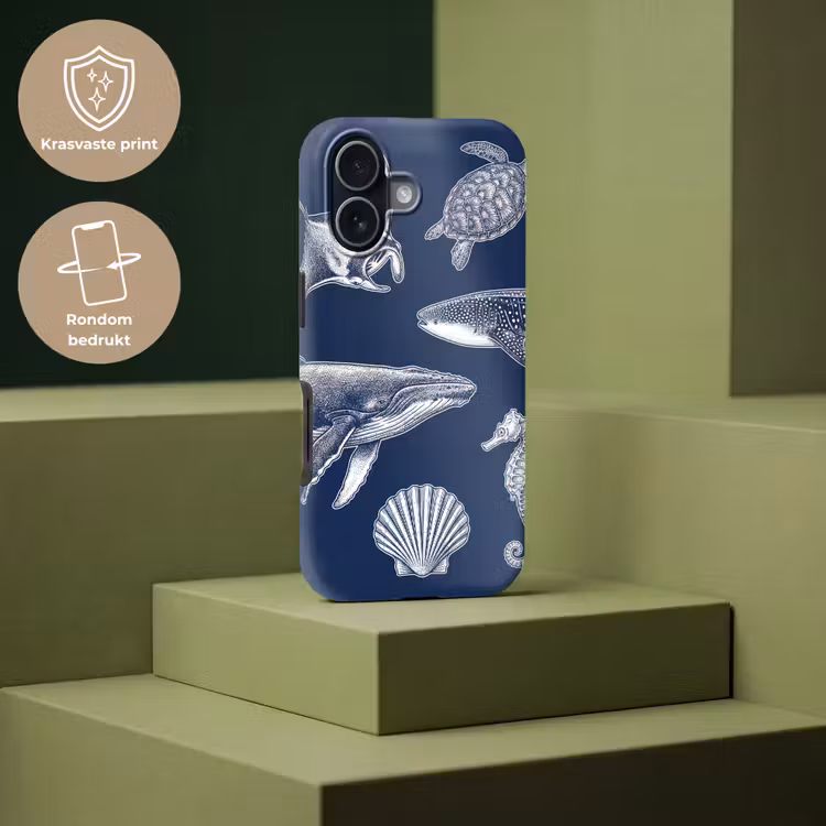Dieren - Zeeleven - Oceaan - Graveren - Blauw Toughcase MagSafe Apple iPhone 17 klein -USP_PrintM_NL