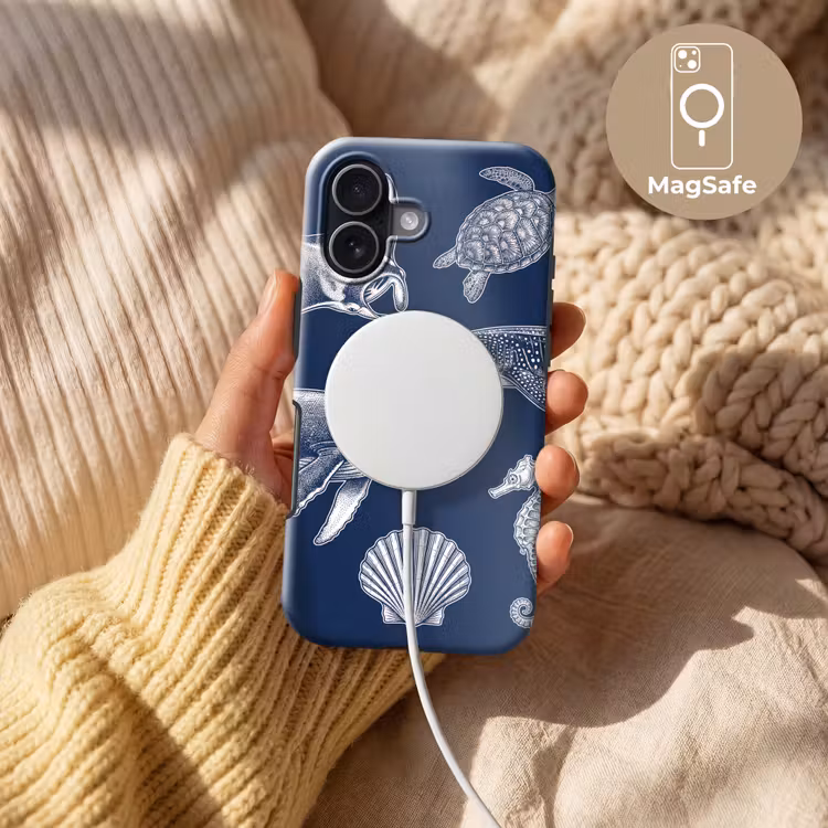 Dieren - Zeeleven - Oceaan - Graveren - Blauw Toughcase MagSafe Apple iPhone 17 klein -USP_MagsafeV