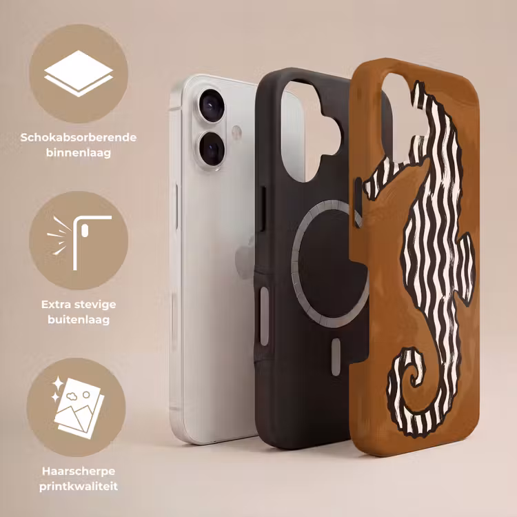 Dieren - Zeepaardje - Abstract - Bruin - Strepen Toughcase MagSafe Apple iPhone 17 klein -USP_Lagen_NL