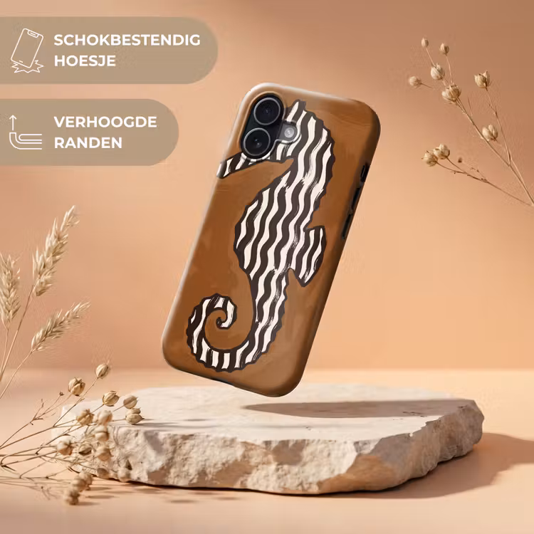 Dieren - Zeepaardje - Abstract - Bruin - Strepen Toughcase MagSafe Apple iPhone 17 klein -USP_RandenV_NL
