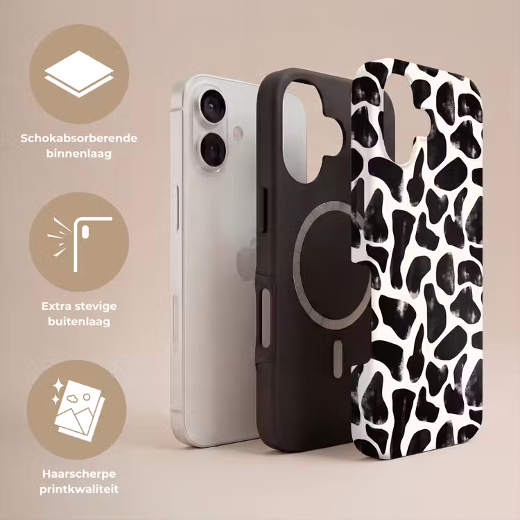Dierenpatroon - Vlekken - Zwart - Wit Toughcase MagSafe Apple iPhone 17 klein 1017 -USP_Lagen_NL