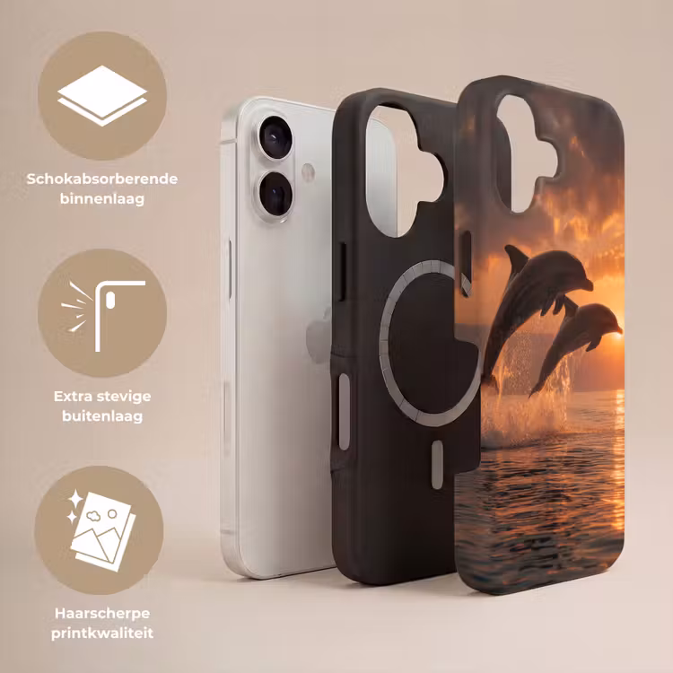 Dolfijnen - Zee - Realistisch Toughcase MagSafe Apple iPhone 17 klein -USP_Lagen_NL