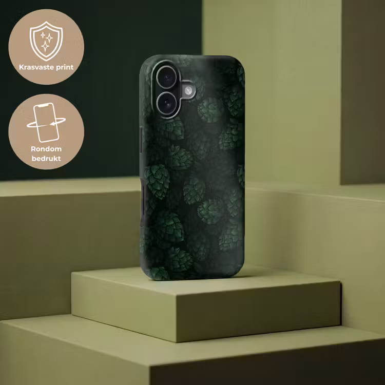 Donker - Groen - Hopbellen - Botanisch - Illustratie Toughcase MagSafe Apple iPhone 17 klein 1017 -USP_PrintM_NL