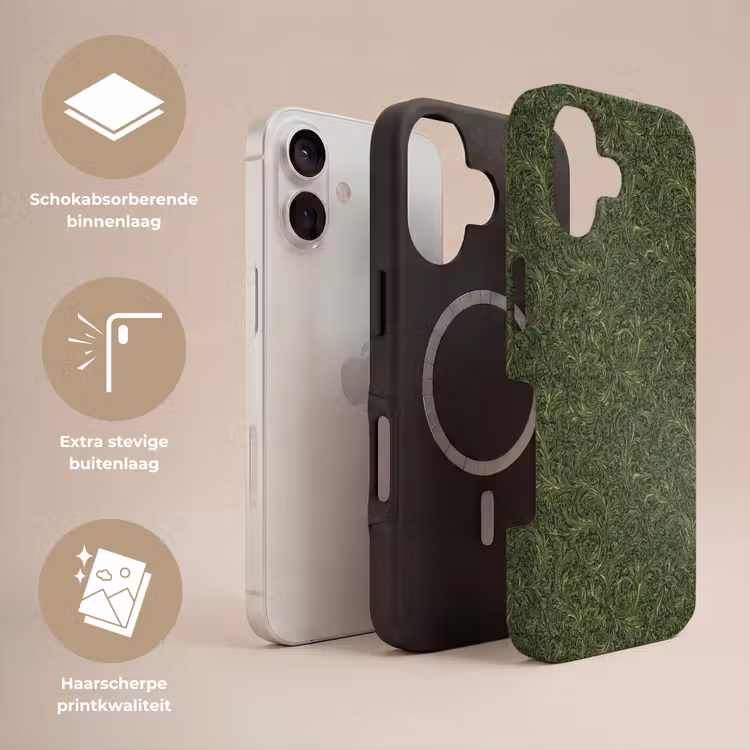 Donker - Groen - Krullend - Botanisch Toughcase MagSafe Apple iPhone 17 klein 1017 -USP_Lagen_NL