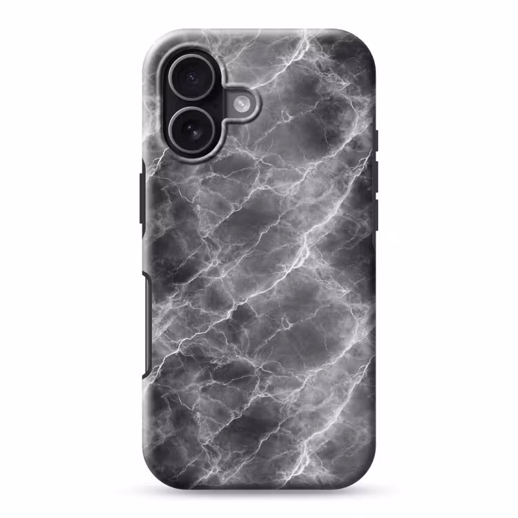 Donkergrijs - Bliksem - Marmer Toughcase MagSafe Apple iPhone 17 klein 1017 -3d
