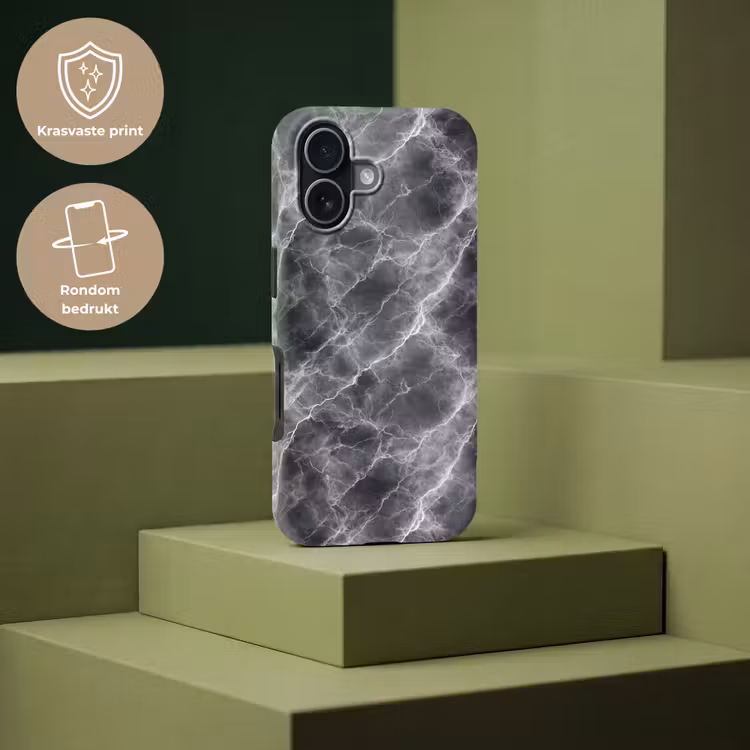 Donkergrijs - Bliksem - Marmer Toughcase MagSafe Apple iPhone 17 klein 1017 -USP_PrintM_NL