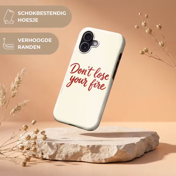 Don't lose your fire - Rood - Wit - Minimalistisch Toughcase MagSafe Apple iPhone 17 klein -USP_RandenV_NL