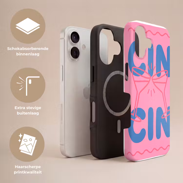 Drank - Glazen - Proost - Modern - Roze Toughcase MagSafe Apple iPhone 17 klein -USP_Lagen_NL