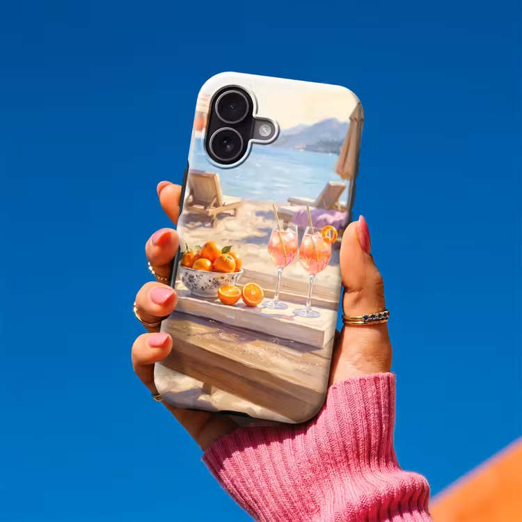Drank - Glazen - Strand - Zomer - Oranje Toughcase MagSafe Apple iPhone 17 klein -Sfeer1V