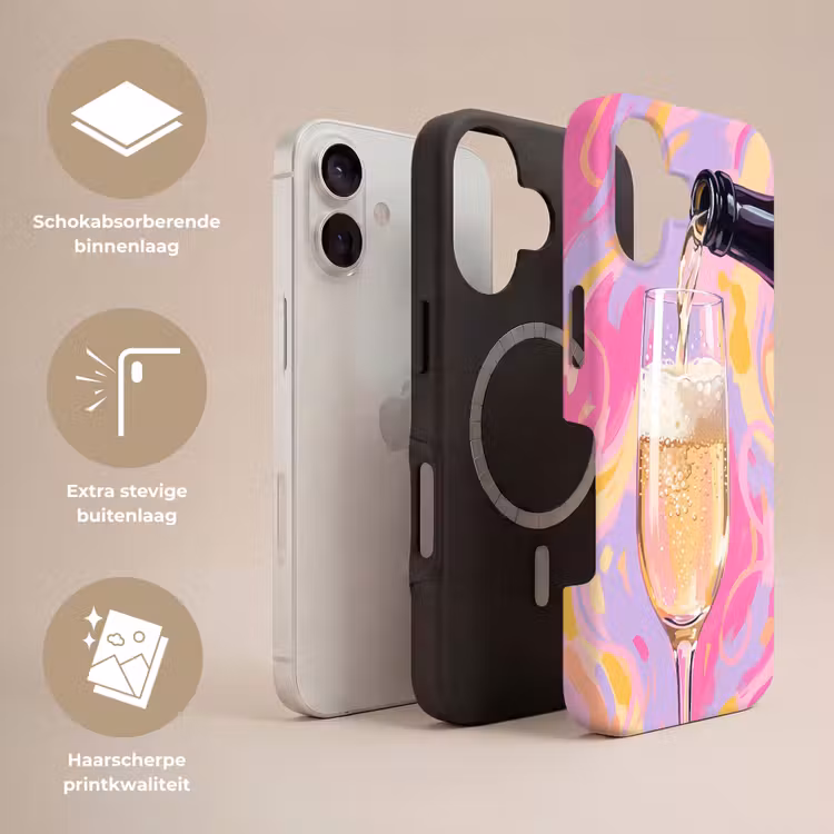 Drank - Inschenken - Feest - Abstract - Roze Toughcase MagSafe Apple iPhone 17 klein -USP_Lagen_NL