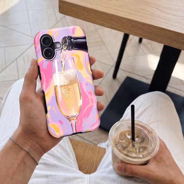 Drank - Inschenken - Feest - Abstract - Roze Toughcase MagSafe Apple iPhone 17 klein -Sfeer1M