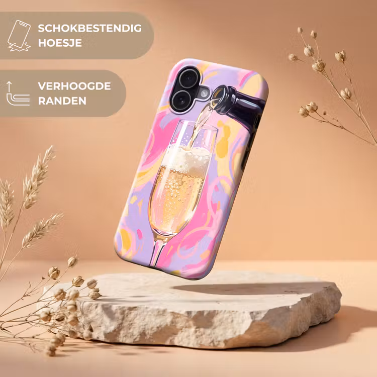 Drank - Inschenken - Feest - Abstract - Roze Toughcase MagSafe Apple iPhone 17 klein -USP_RandenV_NL
