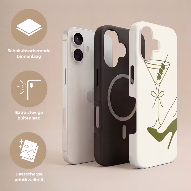 Drank - Martini - Hoge hak - Mode - Groen Toughcase MagSafe Apple iPhone 17 klein -USP_Lagen_NL